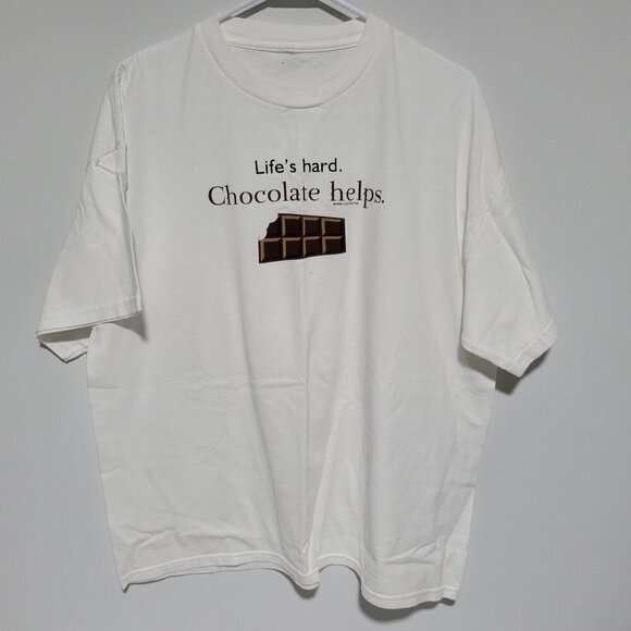 Life's Hard Chocolate Keeps Tshirt Large Unisex Vintage High Cotton Inc. S/S - Picture 1 of 3